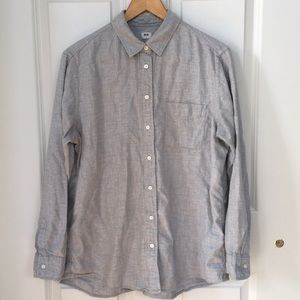 Light grey Uniqlo button-up flannel shirt XL